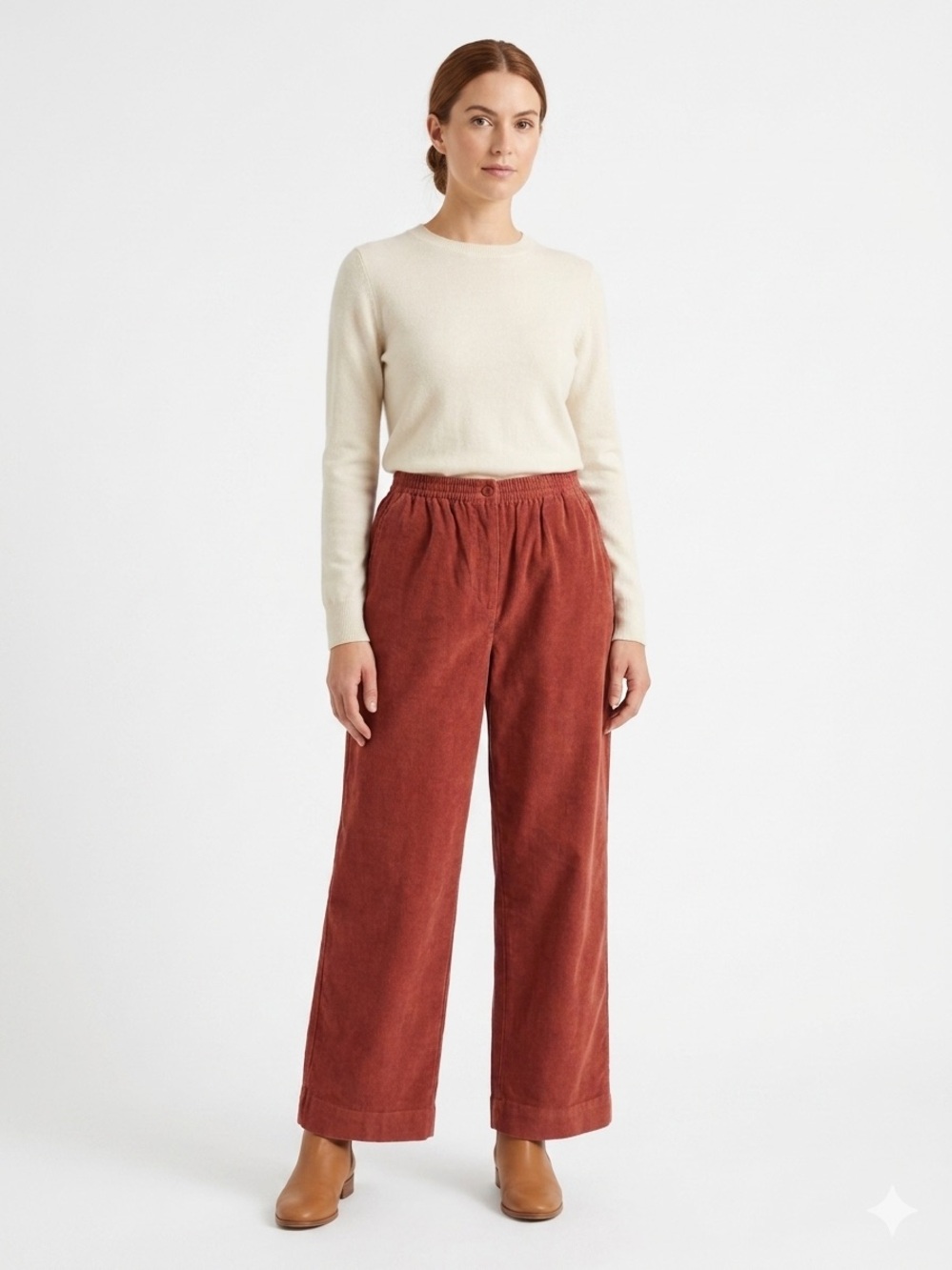 Alfred Dunner Corduroy Pants Women 14 Rust Burnt Orange Elastic Waist Pull On